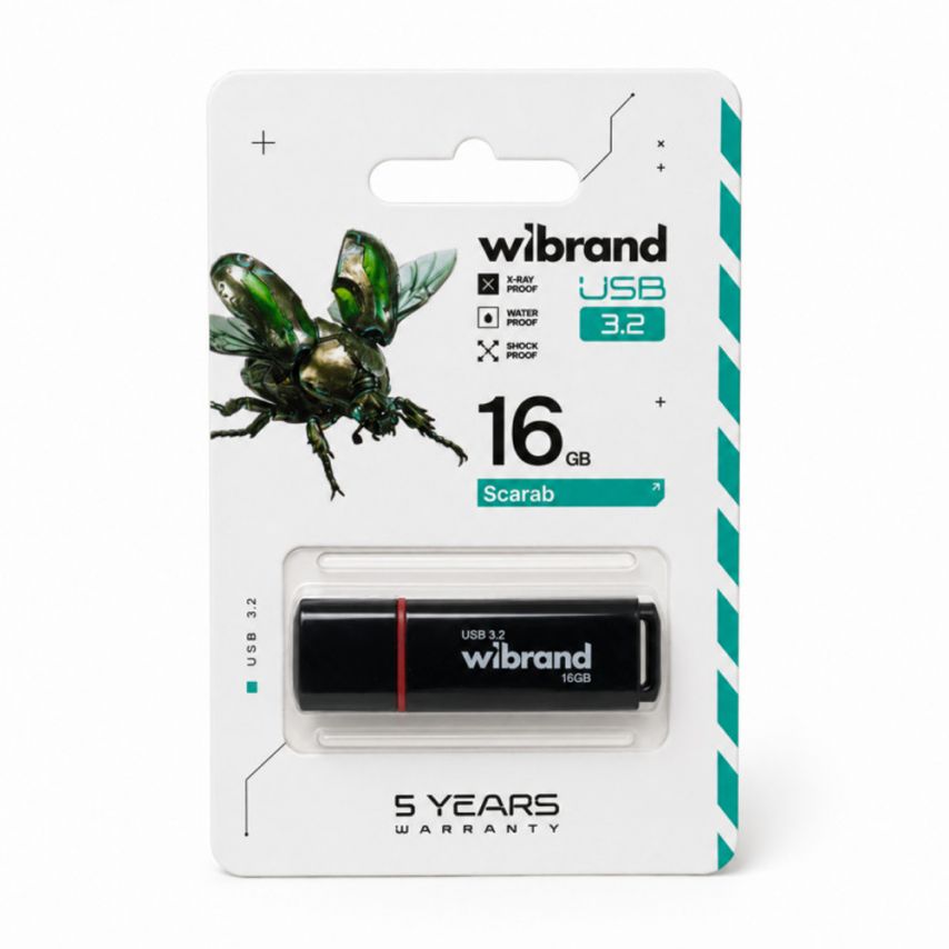 Флеш-пам'ять USB Wibrand Scarab 16GB USB 3.2 Gen1 black