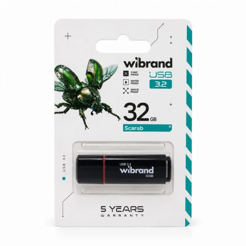 Флеш-пам'ять USB Wibrand Scarab 32GB USB 3.2 Gen1 black