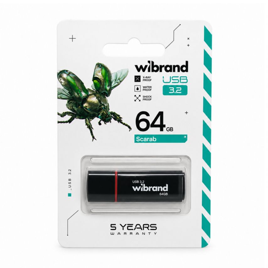 Флеш-пам'ять USB Wibrand Scarab 64GB USB 3.2 Gen1 black