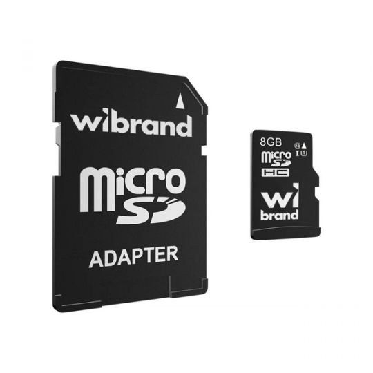 Карта пам'яті Wibrand MicroSDXC 8GB Class 10 UHS-1 + SD-адаптер - купити за 269.40 грн у Києві, Україні