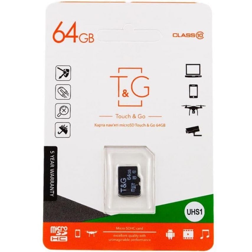 Карта памяти T&G MicroSDXC 64GB Class 10 UHS-1 (TG-64GBSDCL10-01)
