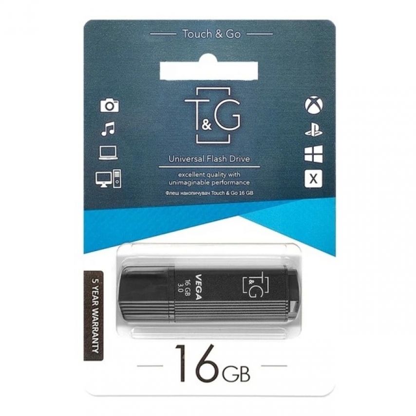 Флеш-пам'ять USB T&G Vega 16GB USB 2.0 (121) black