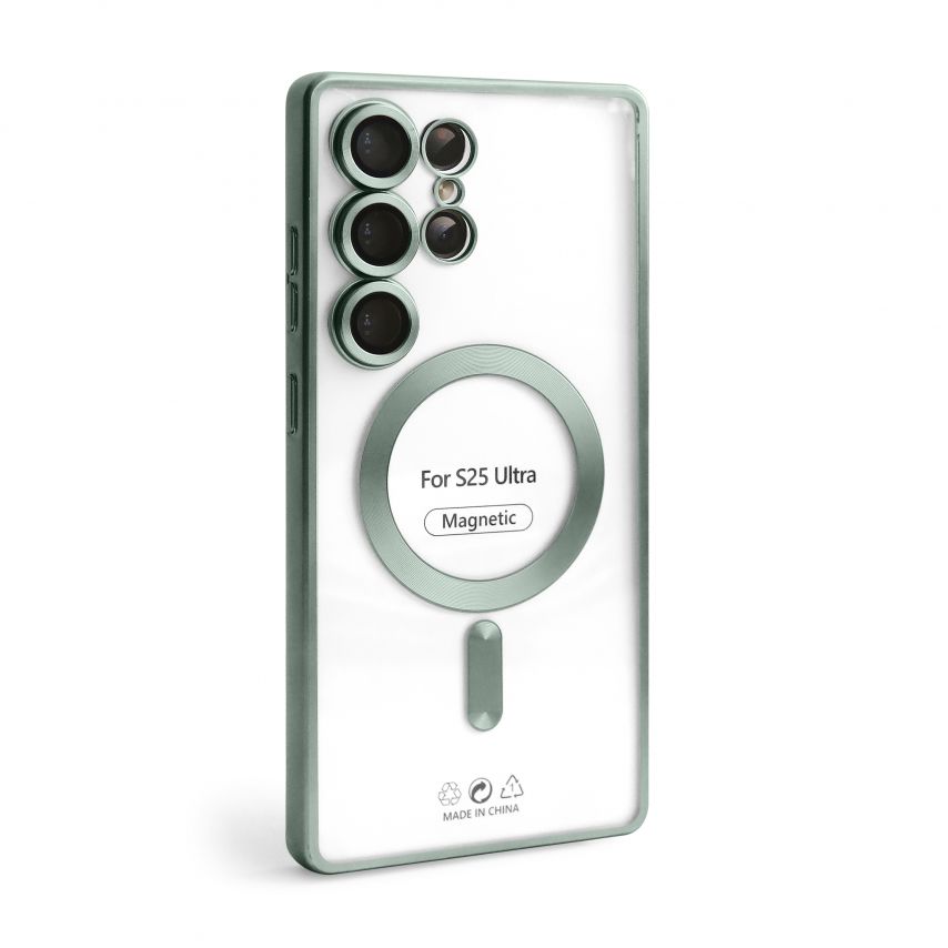 Чехол с функцией MagSafe для Samsung Galaxy S25 Ultra/S938 (2025) green (05) матовый