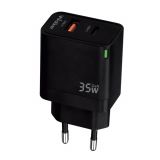 Мережевий зарядний пристрій (адаптер) WALKER WH-43 35W GAN PD_35W / QC3.0_30W black
