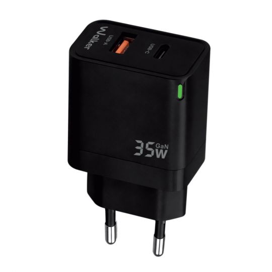 Мережевий зарядний пристрій (адаптер) WALKER WH-43 35W GAN PD_35W / QC3.0_30W black - купити за 607.50 грн у Києві, Україні