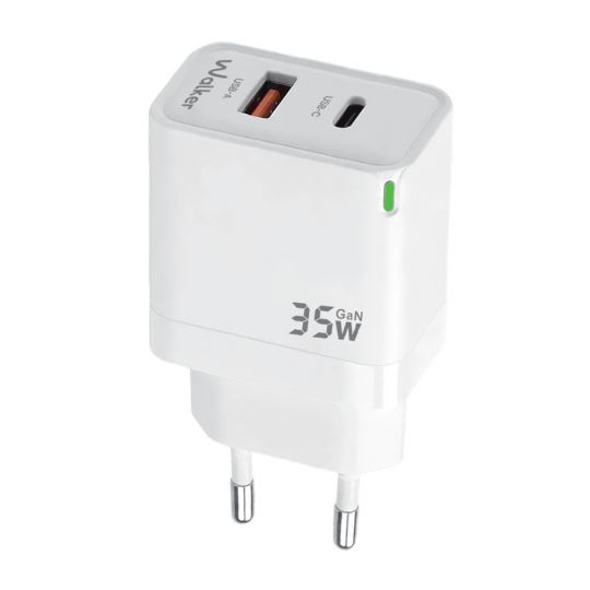 Мережевий зарядний пристрій (адаптер) WALKER WH-43 35W GAN PD_35W / QC3.0_30W white - купити за 607.50 грн у Києві, Україні