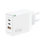 Мережевий зарядний пристрій (адаптер) WALKER WH-45 65W GAN PD1_65W / PD2_65W / QC3.0_65W white
