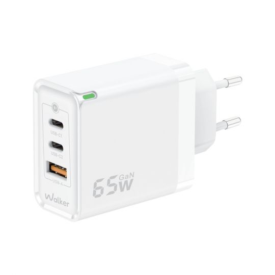 Мережевий зарядний пристрій (адаптер) WALKER WH-45 65W GAN PD1_65W / PD2_65W / QC3.0_65W white - купити за 1 035.00 грн у Києві, Україні