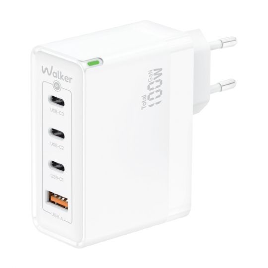 Мережевий зарядний пристрій (адаптер) WALKER WH-47 100W GAN PD1_35W / PD2_65W / PD3_65W / QC3.0_35W white - купити за 1 710.00 грн у Києві, Україні