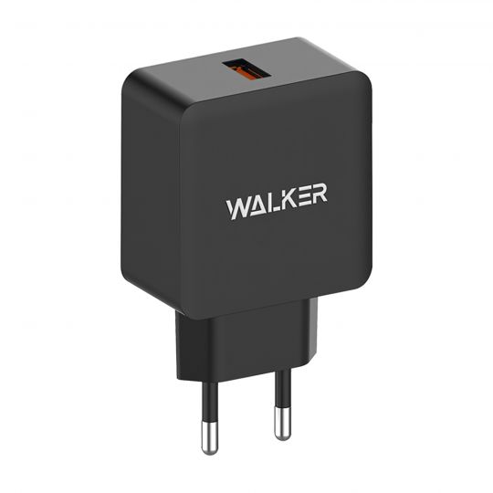 Мережевий зарядний пристрій (адаптер) WALKER WH-25 QC3.0 / 1USB / 2.4A black