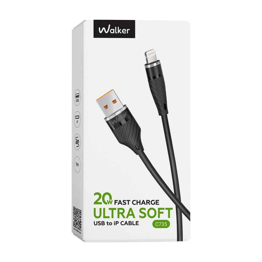 Кабель USB WALKER C735 Lightning black