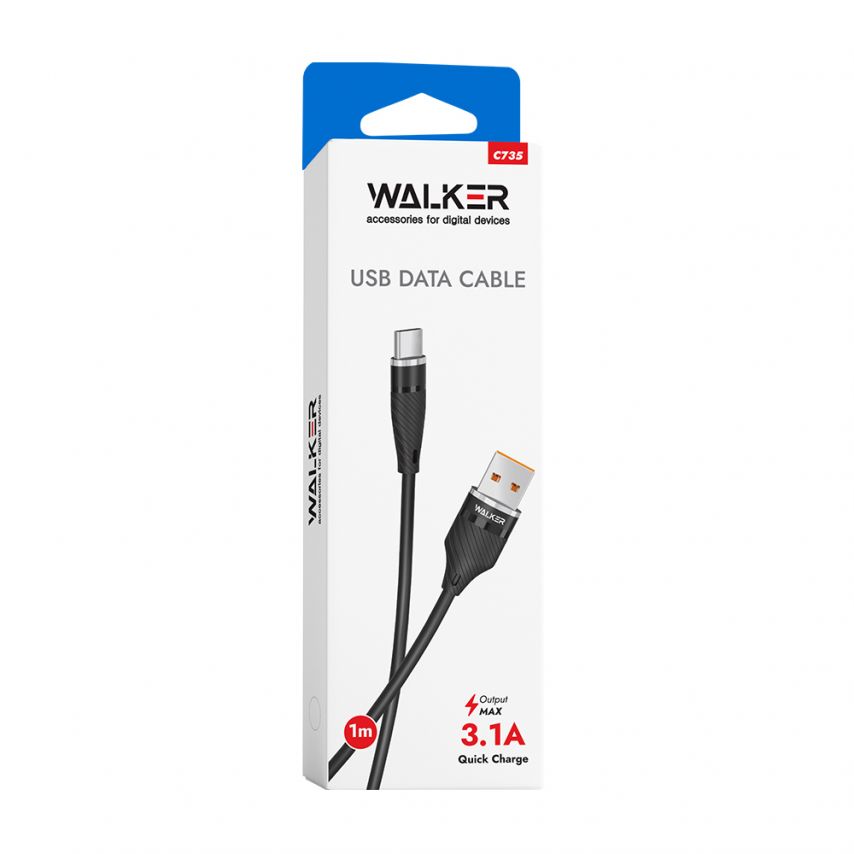 Кабель USB WALKER C735 Type-C black
