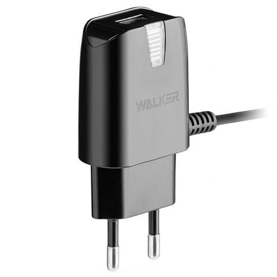 Сетевое зарядное устройство (адаптер) 2в1 WALKER WH-24 1USB / 2A + Type-C black