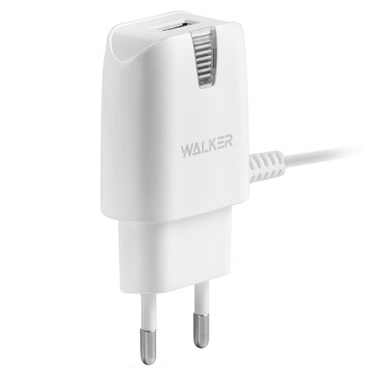Сетевое зарядное устройство (адаптер) 2в1 WALKER WH-24 1USB / 2A + Type-C white