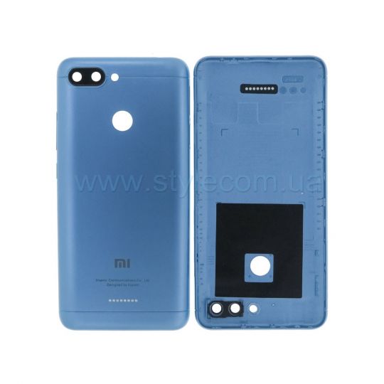 Корпус для Xiaomi Redmi 6 со стеклом камеры blue High Quality