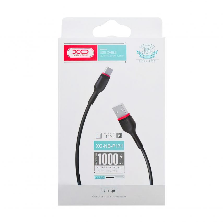 Кабель USB XO NB-P171 Type-C 2.4A black