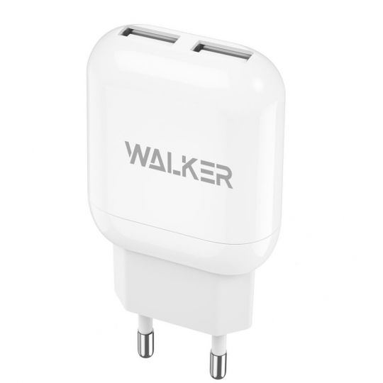 Мережевий зарядний пристрій (адаптер) WALKER WH-33 2USB / 2.4A white