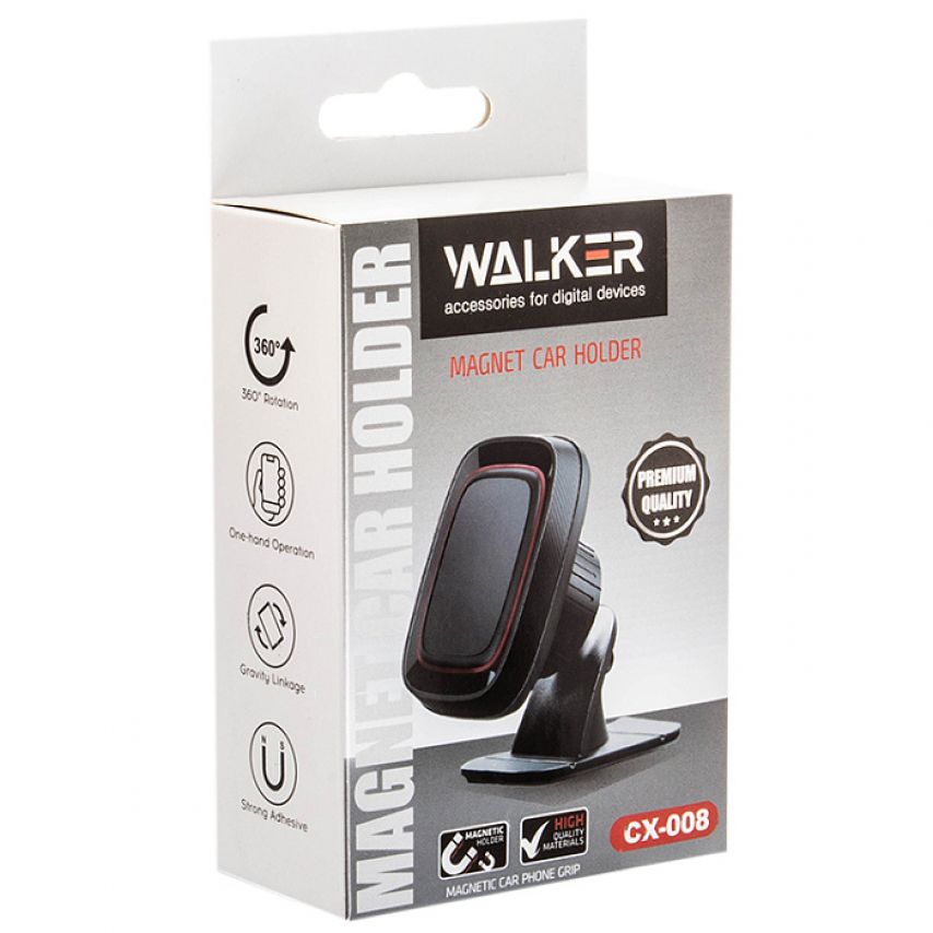Автодержатель для телефона магнитный WALKER CX-008 black