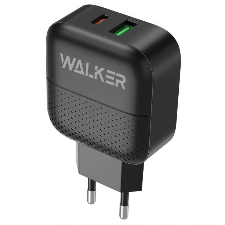 Сетевое зарядное устройство (адаптер) WALKER WH-37 PD_3A / QC3.0_3A / 18W black