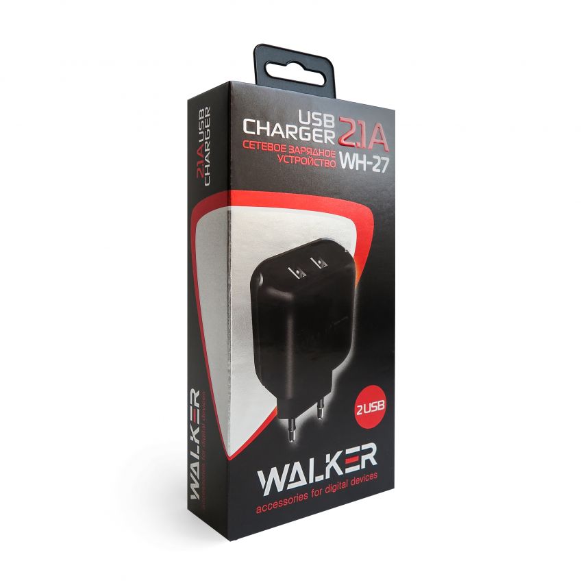 Сетевое зарядное устройство (адаптер) WALKER WH-27 2USB / 2.1A black