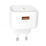 Мережевий зарядний пристрій (адаптер) XO L59 1USB / QC3.0 / 3A / 18W white