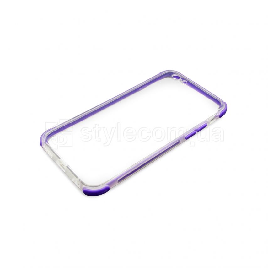 Чохол силіконовий з кольоровою рамкою для Apple iPhone 6, 6s violet/transp
