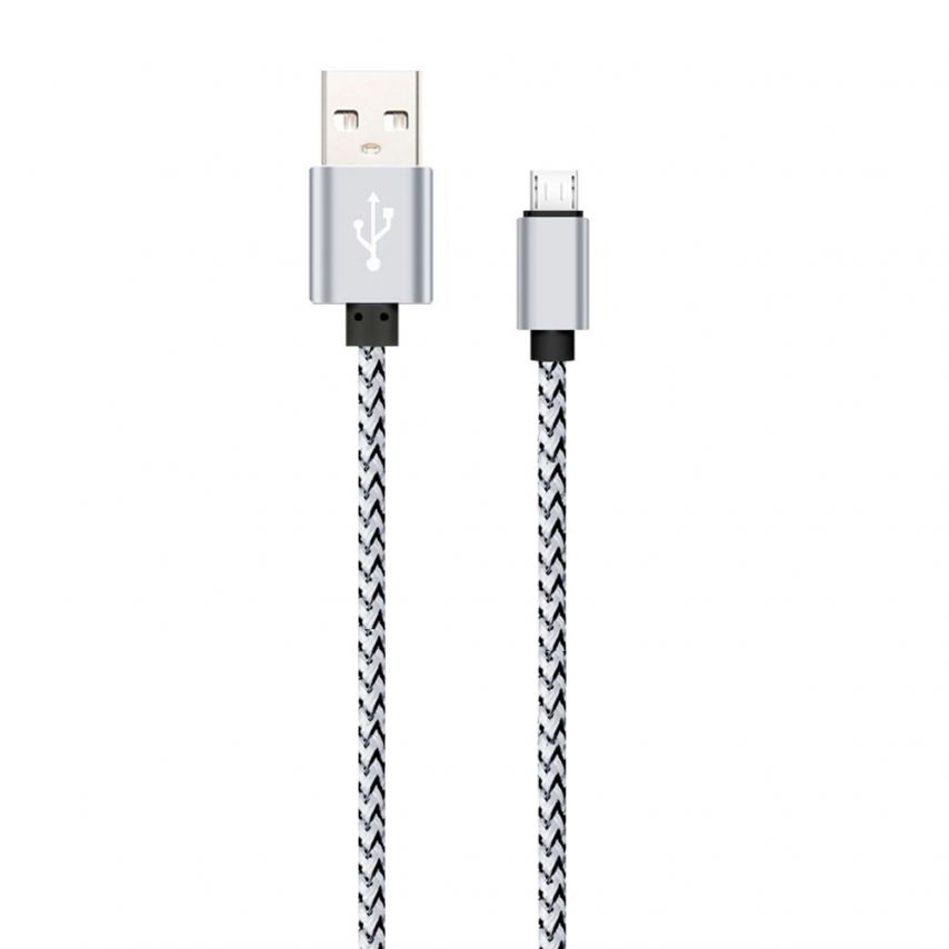 Кабель USB WALKER C520 Micro white/black