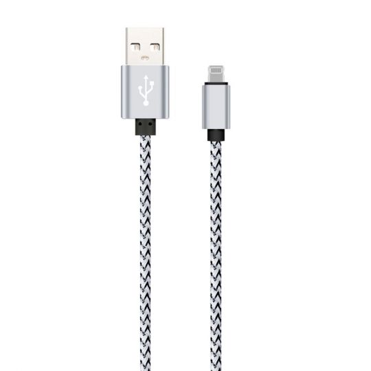 Кабель USB WALKER C520 Lightning white/black