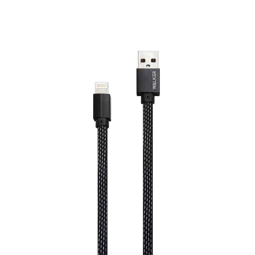 Кабель USB WALKER C755 Lightning короткий black