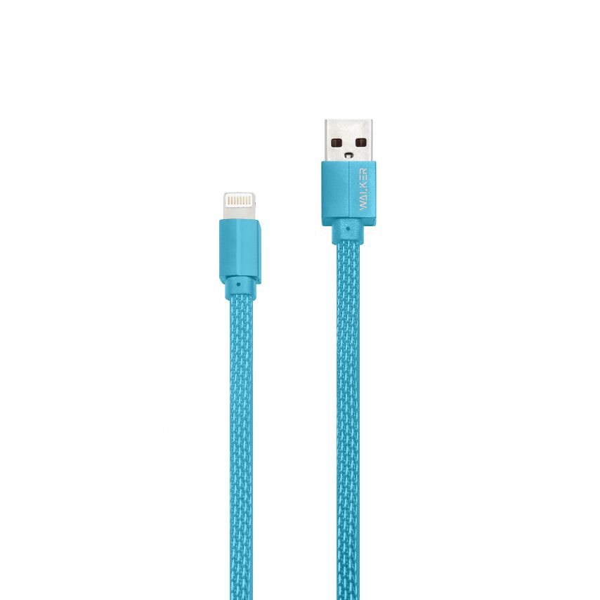 Кабель USB WALKER C755 Lightning короткий blue
