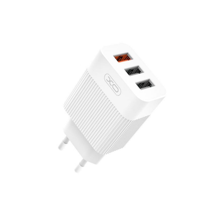 Сетевое зарядное устройство (адаптер) XO L72 3USB / USB 1_QC_3A / USB 2/3_2.1A white