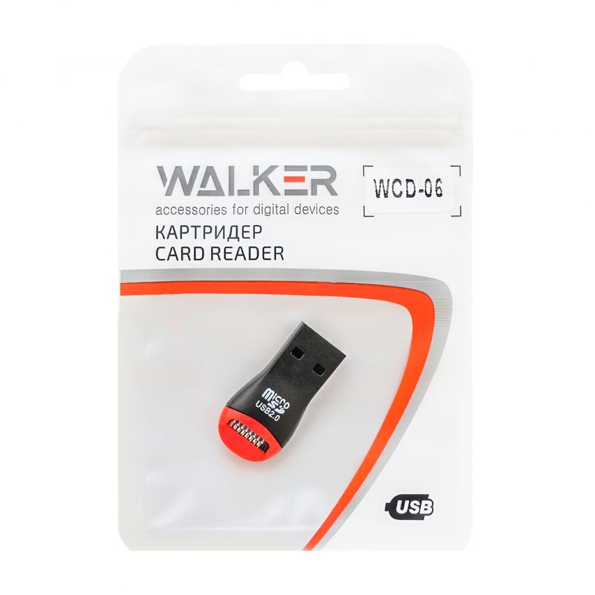 Кардридер WALKER WCD-06 microSD black/red