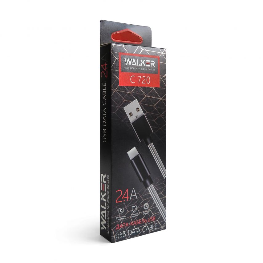 Кабель USB WALKER C720 Type-C 2м black