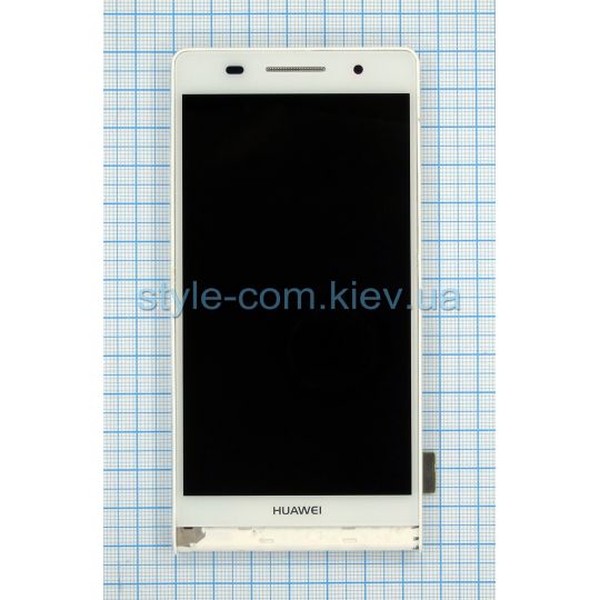 Дисплей (LCD) для Huawei P6-U06 з тачскріном та рамкою white High Quality