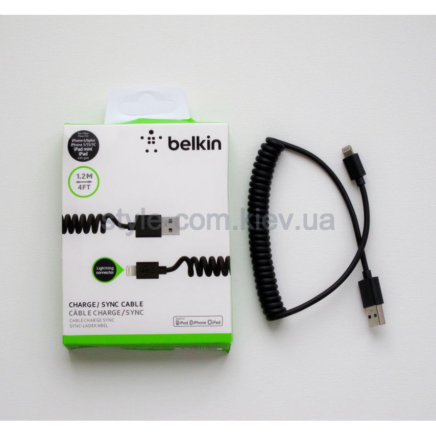 USB кабель Belkin пружинка iPhone 5/6 black