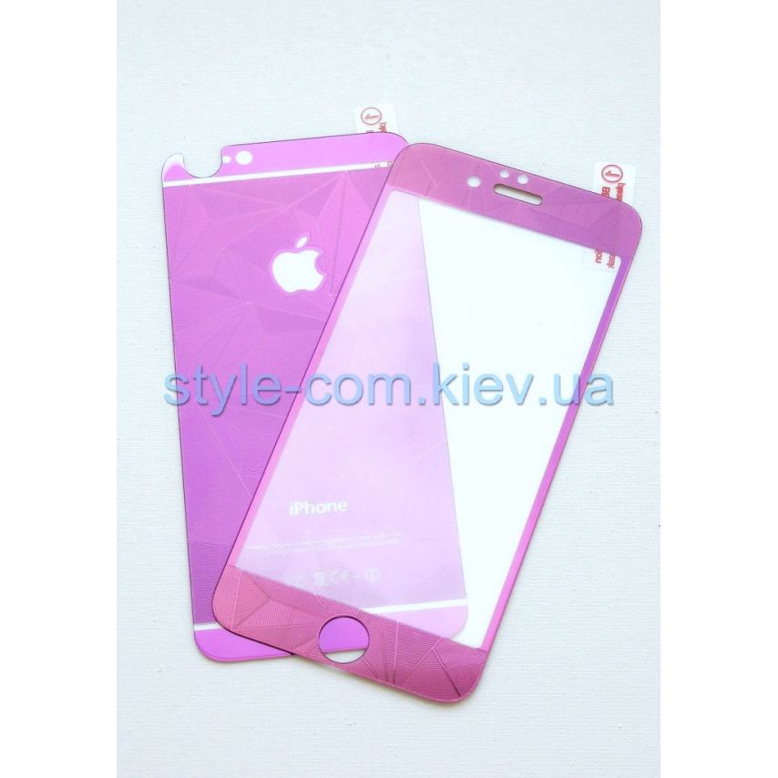 Защитное (переднее+заднее) стекло для Apple iPhone 6, 6s art purple
