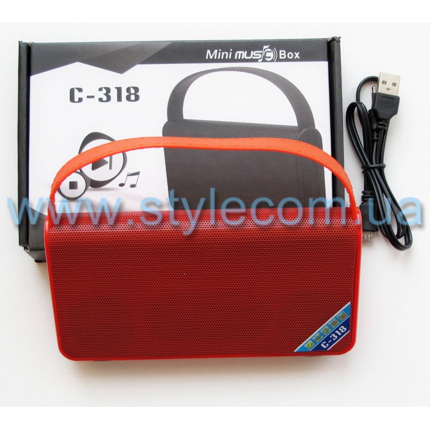 Портативная колонка C-318 BT/AUX/USB/microSD red