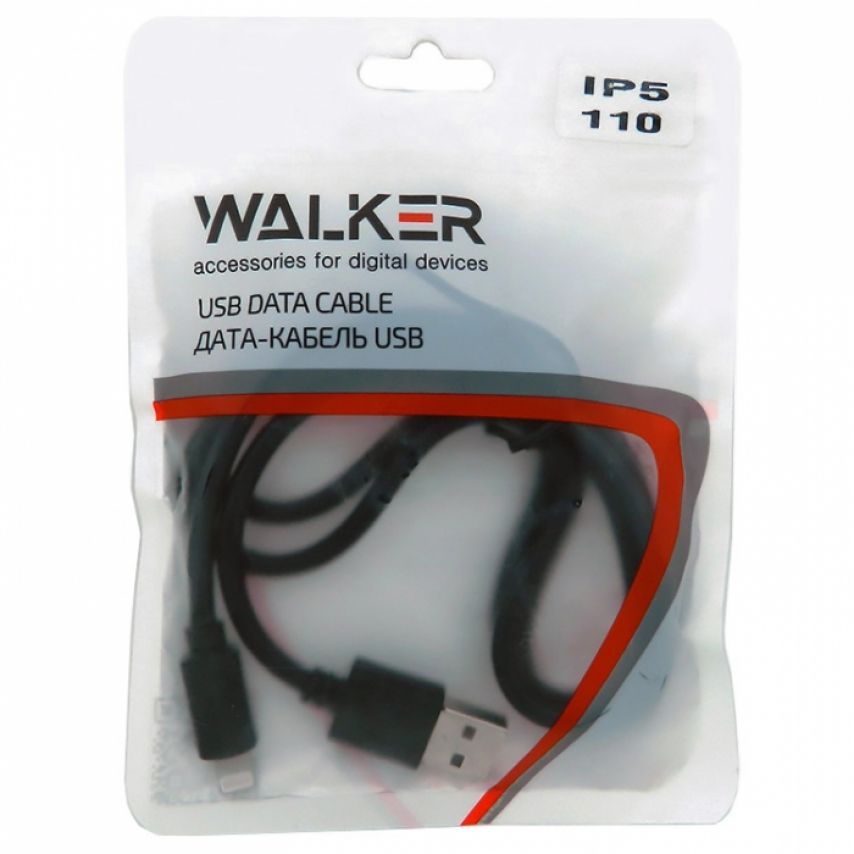 Кабель USB WALKER 110 Lightning black (тех.пак)