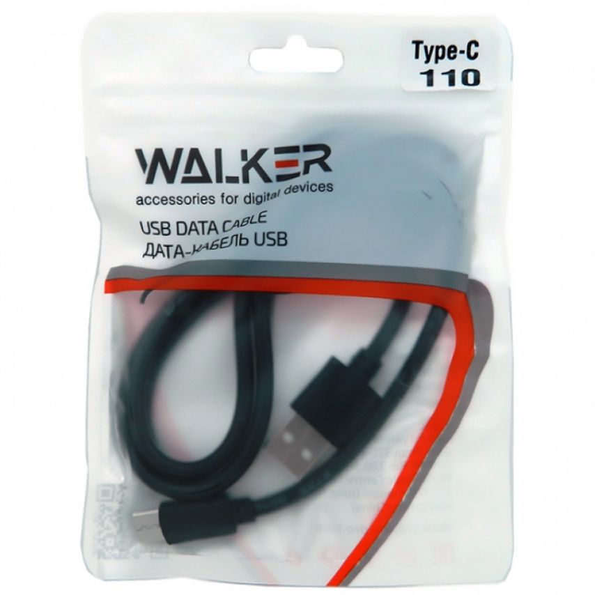 Кабель USB WALKER 110 Type-C black (тех.пак.)