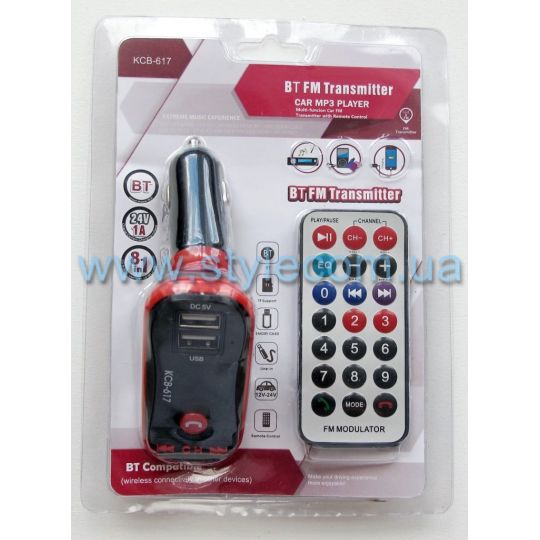 FM Модулятор Bluetooth KCB-617/618 black+red - купить за {{product_price}} грн в Киеве, Украине