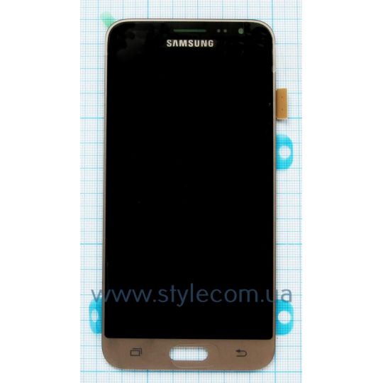 Дисплей (LCD) для Samsung Galaxy J3/J320 (2016) з тачскріном black/gold Service Original (PN:GH97-18414B)