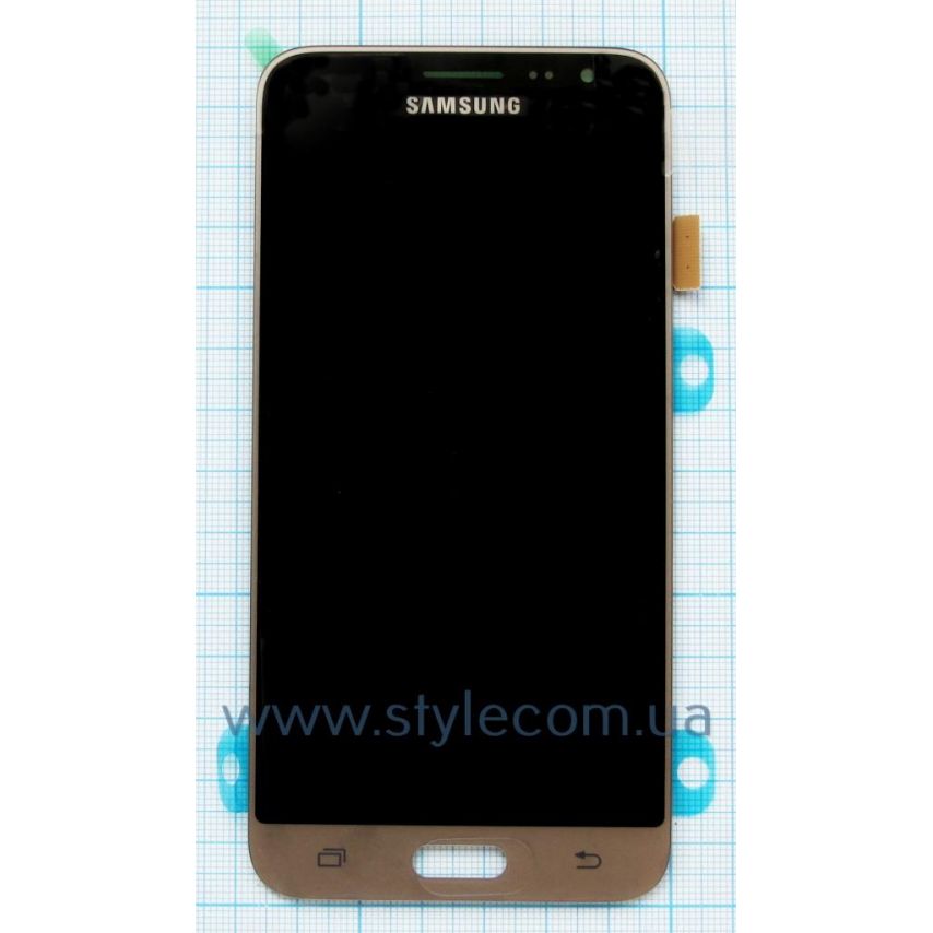 Дисплей (LCD) для Samsung Galaxy J3/J320 (2016) з тачскріном black/gold Service Original (PN:GH97-18414B)