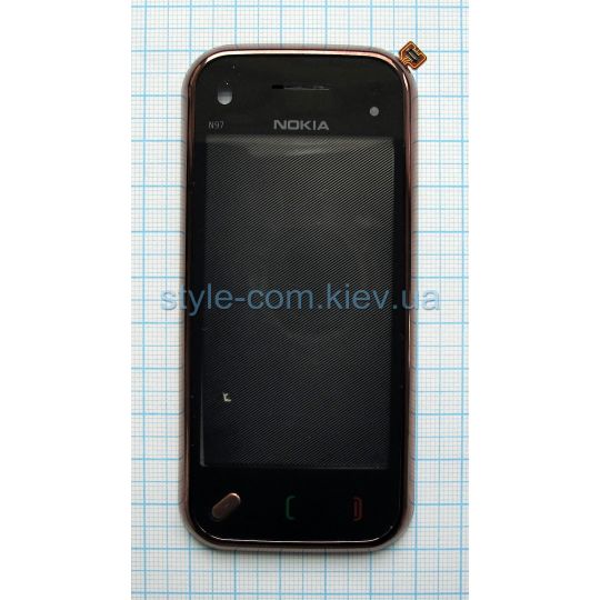 Тачскрін (сенсор) для Nokia N97 Mini з рамкою brown High Quality