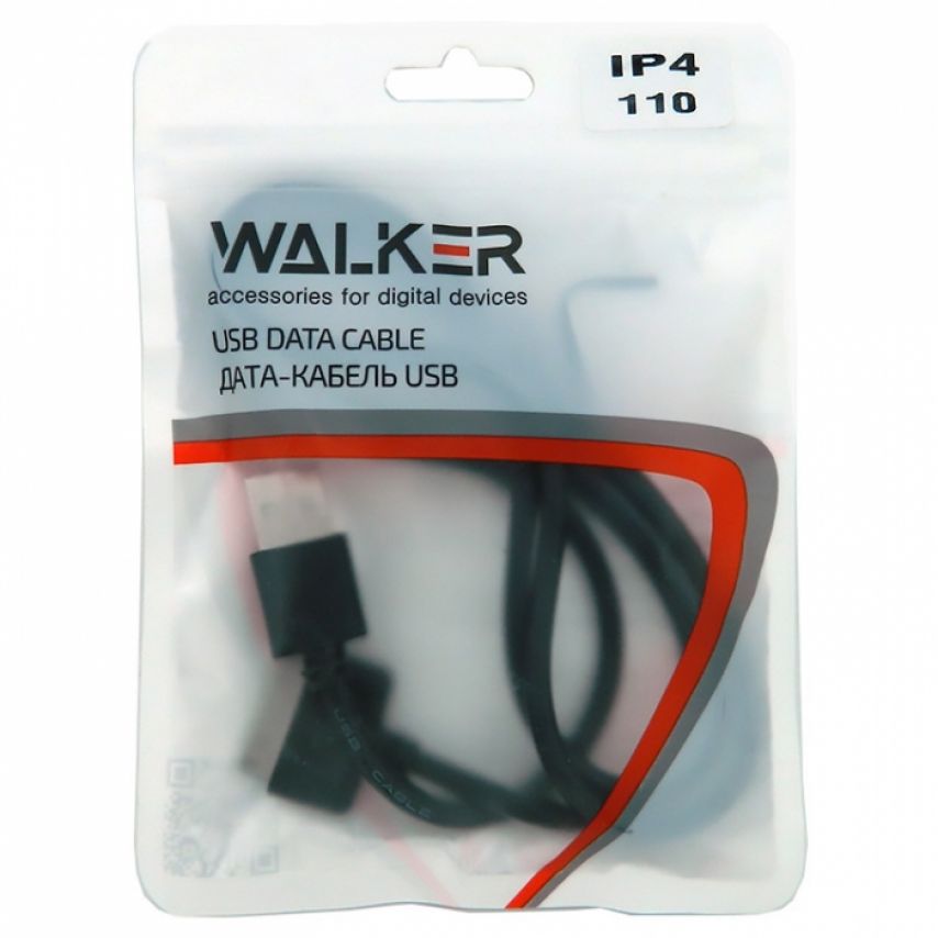 Кабель USB WALKER 110 iPhone 4 black (тех.пак)