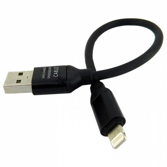 Кабель USB короткий Lightning black - купить за {{product_price}} грн в Киеве, Украине
