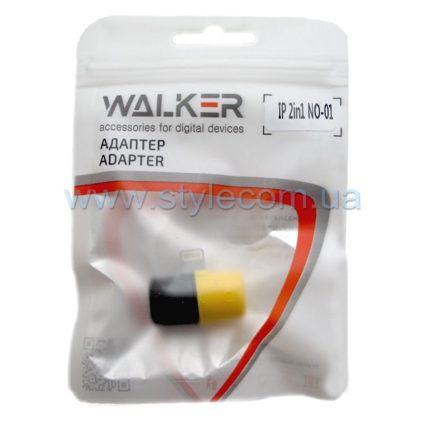 Переходник WALKER NO-01 для Apple iPhone 2в1 наушник - зарядка пластик