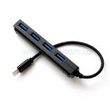 Переходник USB-hub 4в1 Type-C короткий кабель black - купить за 191.50 грн в Киеве, Украине
