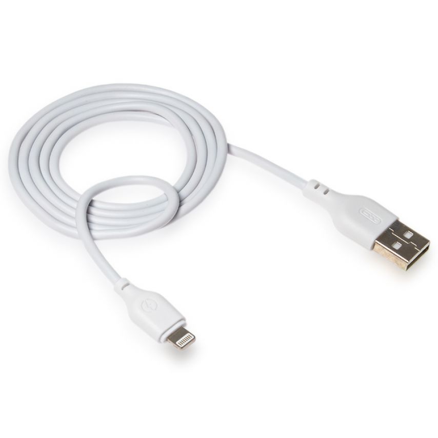 USB кабель XO NB103 2.1A Quick Charge Lightning 1m прорезиненный white