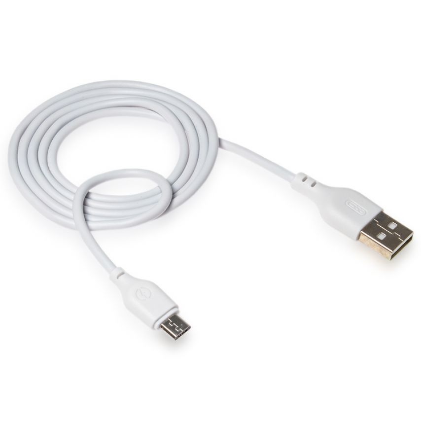 USB кабель XO NB103 2.1A Quick Charge Micro 2m прорезиненный white