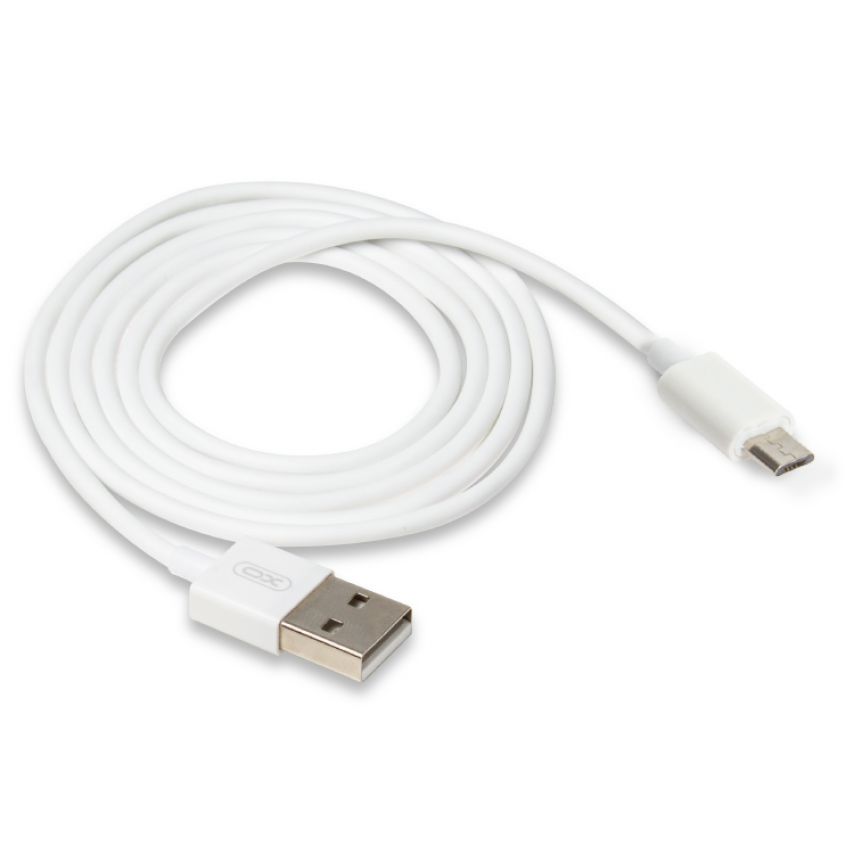 USB кабель XO NB47 2.1A Quick Charge Micro прорезиненный white